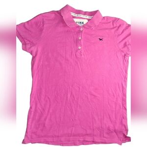 PINK Victoria's Secret Women's Collared Short Sleeve Polo Shirt Size Large